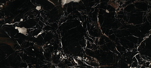 Glossy marble texture background, luxurious black agate marble texture with brown veins, polished quartz stone background, natural breccia marble for ceramic wall and floor tiles.