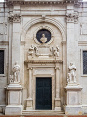 Fototapeta na wymiar The entrance of the Church of the Misericordia Abbey in Cannaregio - Venice, Veneto, Italy