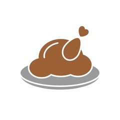 Grilled chicken icon. Grilled chicken flat vector symbol