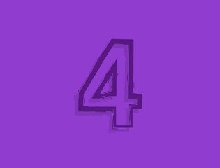 4 number font, hand drawn brush stroke. Modern, elegant calligraphic design. For design element, logo, creative poster etc. Vector illustration