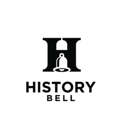 history bell letter logo monogram with initial h vector icon illustration design isolated white background