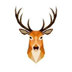 Geometric polygonal head deer. Abstract colorful animal. Vector illustration.	
