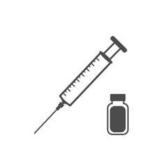 Injections and medicines Vaccine and syringe Vector icon illustration