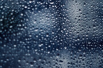 water drops on blue glass background