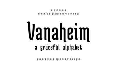 Antique style font design, vintage alphabet letters and numbers vector illustration. Classic typeface.
