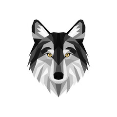Geometric polygonal head wolf. Abstract colorful animal. Vector illustration.	
