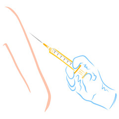 doctor or a medical profession puts a vaccine in the patient's shoulder