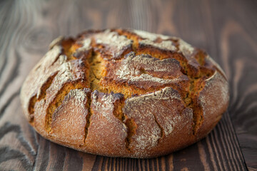 close-up rye circle bread