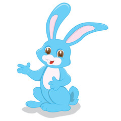 A cute and happy blue rabbit