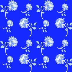 Fototapeta na wymiar seamless flowers pattern on blue background