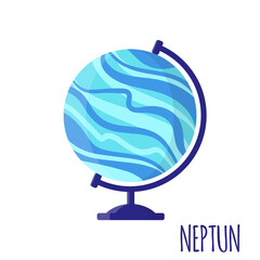 Vector cartoon illustration with desktop school Neptun globe isolated on white background. © Anastasi17