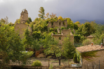 Picturesque landscape in sunny pre-storm weather at Frattura Vecchia. Italy