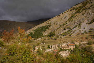 Picturesque landscape in sunny pre-storm weather at Frattura Vecchia. Italy