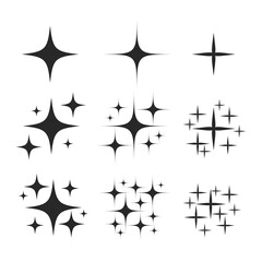 Sparkling black and white symbol vector A set of original sparkling starter icons, a shiny shine, light effect stars,shiny flash,decoration twinkle,Glowing light effect and bursts collection Vector