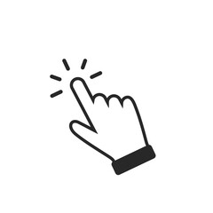 Clicking finger icon, hand pointer on white background vector