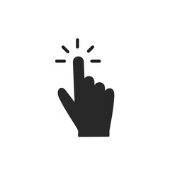 Clicking finger icon, hand pointer on white background vector