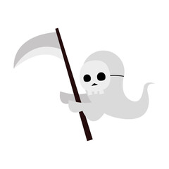 halloween ghost cartoon with skull and pick vector design