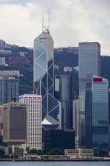 Panoramic view of Hongkong Central or Hong Kong skyline with modern and urban decay skyscrapers and...