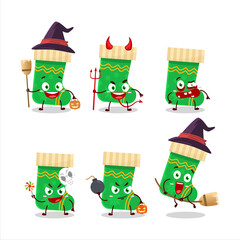 Halloween expression emoticons with cartoon character of green christmas socks