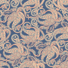 Seamless pattern with paisley ornament. Ornate floral decor. Vector illustration