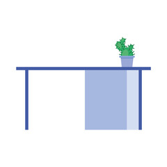 office desk with cactus vector design