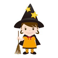 ハロウィン 魔法使いの仮装をしている女の子