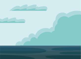 Sea with clouds landscape background vector design