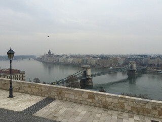 cityscape of Budapest city in winter