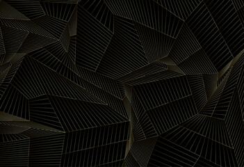 Luxury background with golden geometric lines mesh on black background. Vector illustration
