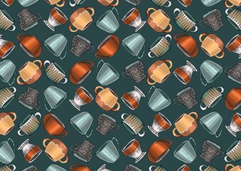 A set of cups for drinks. Manual illustration. Elements for design.