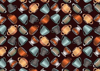 A set of cups for drinks. Manual illustration. Elements for design.