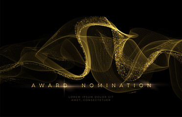 Awards ceremony Luxurious black background with golden glitter waves. Award Nomination Background. Vector illustration