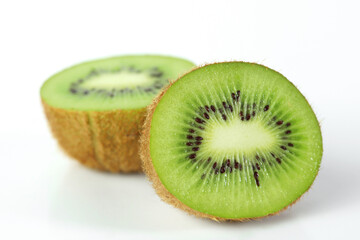 Naklejka na ściany i meble Sliced kiwi. Kiwi. Healthy food. Tropical fruit. Still life. Juicy kiwi isolated on white background