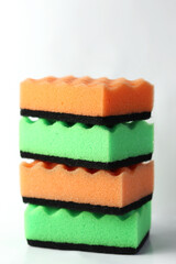 Colored sponges for washing dishes and other domestic needs.