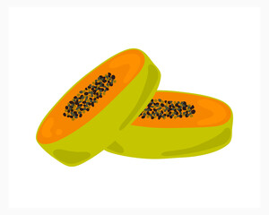 Papaya icon isolated on white. Sweet food. Vector stock illustration. EPS 10