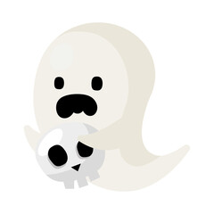 halloween ghost cartoon with skull vector design