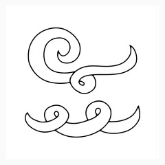 Outline rope icon isolated on white. Doodle swirl or wave element for decor. Hand drawing art line. Sketch vector stock illustration. EPS 10