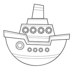 sketch, ship, coloring book, isolated object on white background, cartoon illustration, vector,