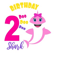 cute baby shark birthday card illustration