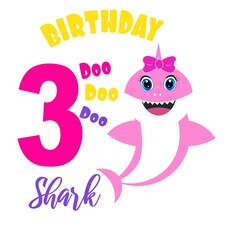 cute baby shark birthday card illustration