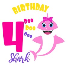 cute baby shark birthday card illustration