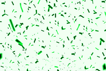 Festive background of green confetti. Template for birthday, carnival, anniversary, festival and other bright events. Party invitation