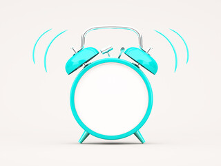 3d rendering blue alarm clock on white background