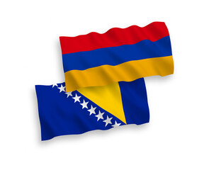 Flags of Bosnia and Herzegovina and Armenia on a white background