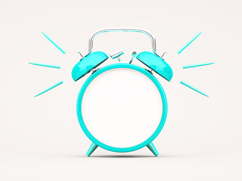 3d rendering blue alarm clock on white background