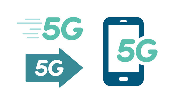5G（第5世代移動通信システム）のシンプルなアイコンのセット／スマホ／スマートフォン／インターネット