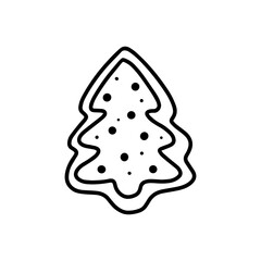 Gingerbread Christmas tree. Doodle style 