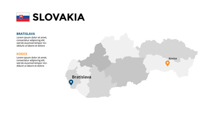 Slovakia vector map infographic template. Slide presentation. Global business marketing concept. Color Europe country. World transportation geography data. 