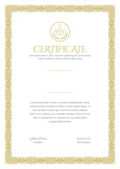 Certificate Template. Diploma of modern design or gift certificate. Frame from guilloche pattern. Elegant and expensive design. Vector illustration.
