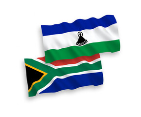 Flags of Lesotho and Republic of South Africa on a white background